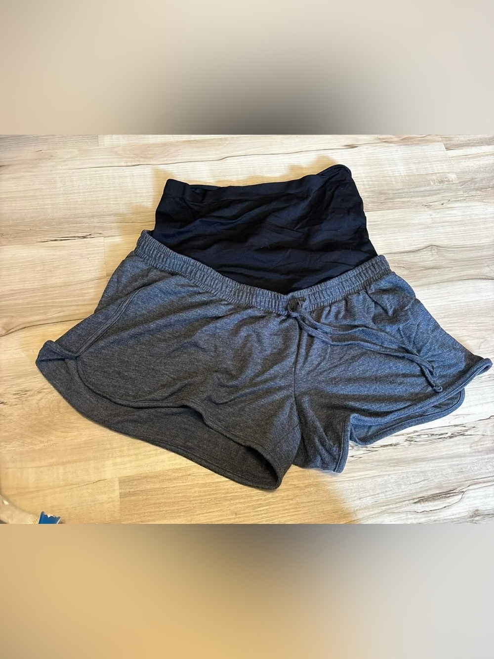 a:glow Maternity Women's Athletic Shorts in Black and Charcoal Gray